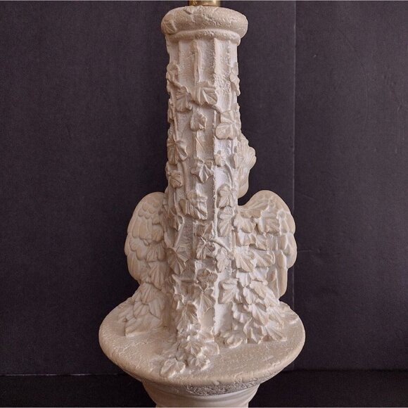 Vtg Underwriters Laboratories Portable Table Lamp Cream Cherub Sitting Plaster? - Picture 7 of 14